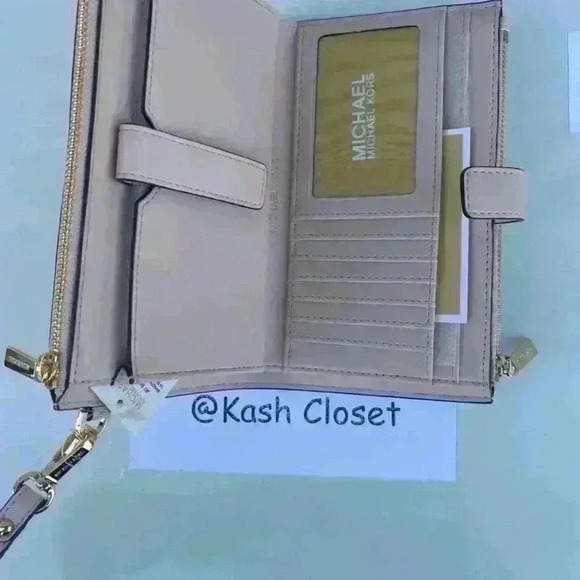 Michael Kors Double Zip Wristlet Wallet Purse MK Signature Powder Blush Multi - Picture 1 of 1